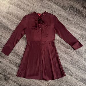 Hugo Boss Emera Vine Red Long Sleeve Button Down Dress